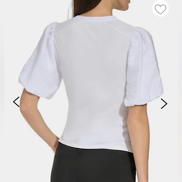 DKNY henley puff sleeve top - Picture 2 of 5